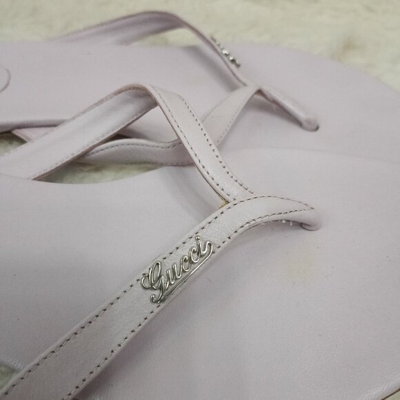 Gucci Authentic Pink Leather Thong Sandals Flip Flops EU38.5 - Picture 6 of 7